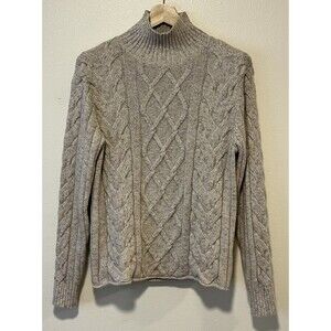 Banana Republic Italian Yarn Cable Knit Sweater Size XS Oatmeal Tan Wool Blend